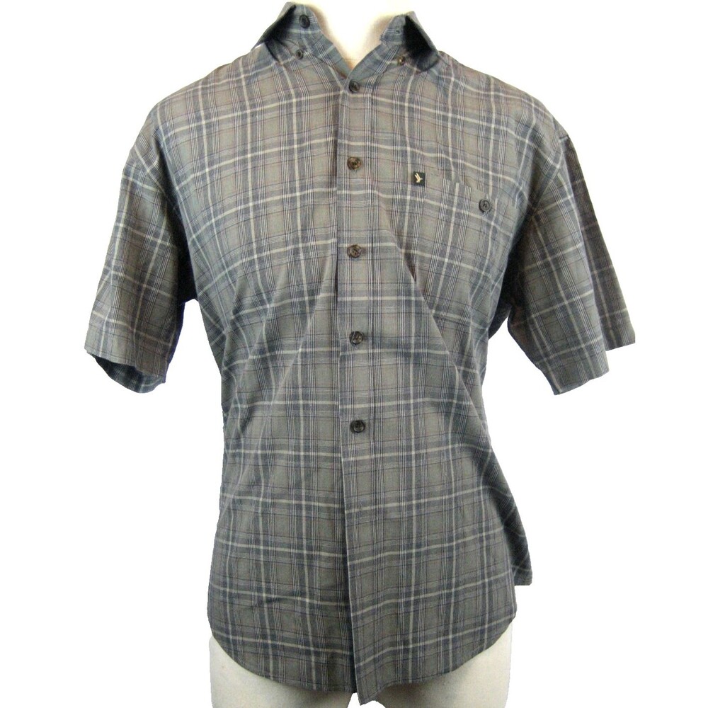Men's Bert Pulitzer Cotton Blend Green Plaid SS Casual Shirt size Med